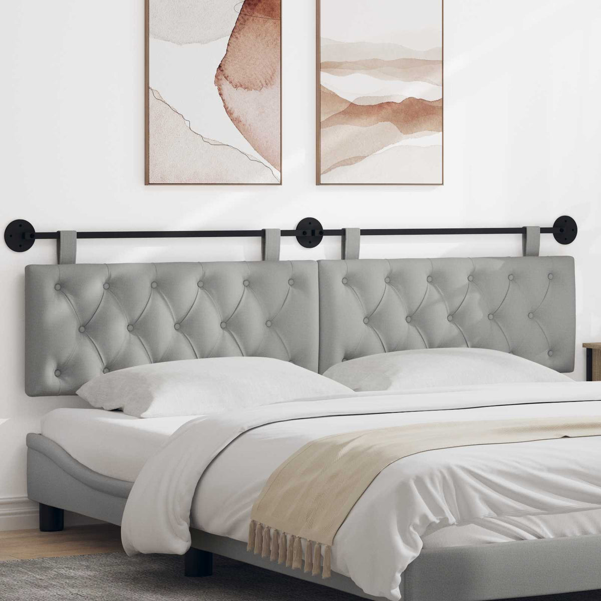 Hangend hoofdbord Wolkengrijs Stof is nu te koop bij PeponiXL, paradijselijk wonen!