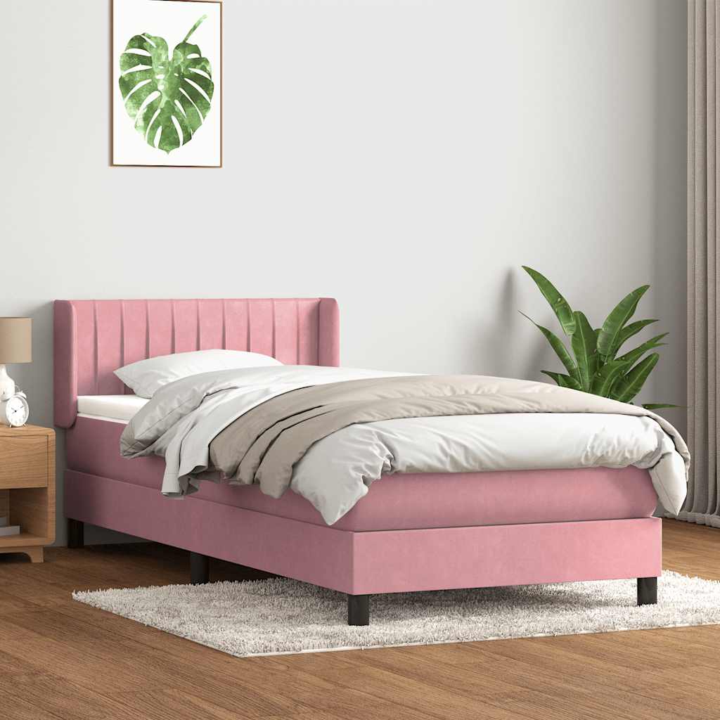 Boxspring met matras fluweel roze 80x220 cm is nu te koop bij PeponiXL, paradijselijk wonen!