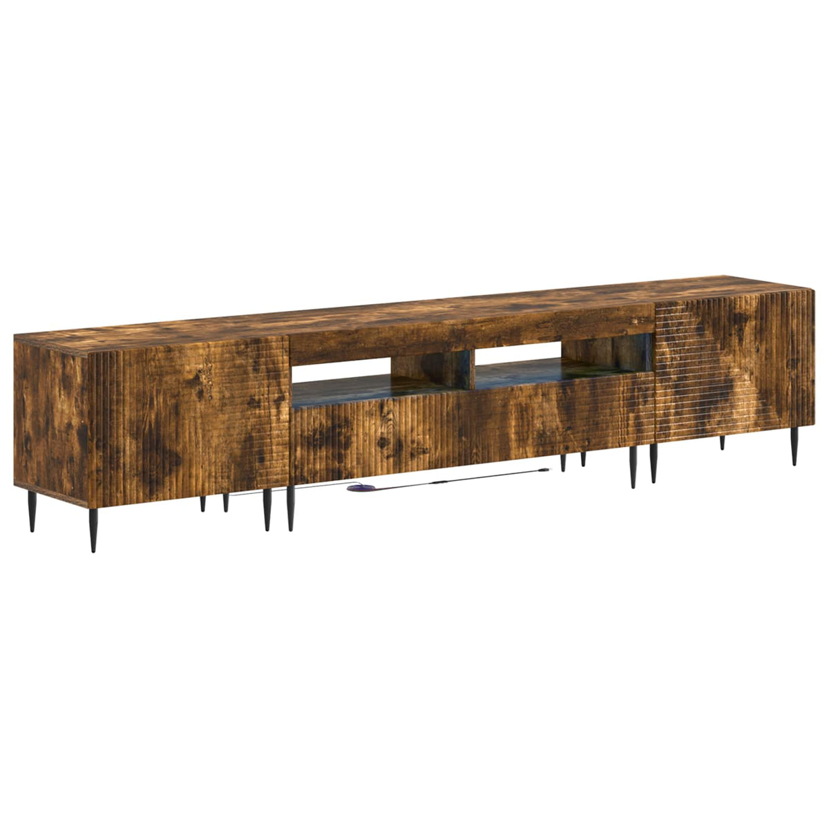 3-delige LED TV-kast Gerookt eiken Bewerkt hout is nu te koop bij PeponiXL, paradijselijk wonen!