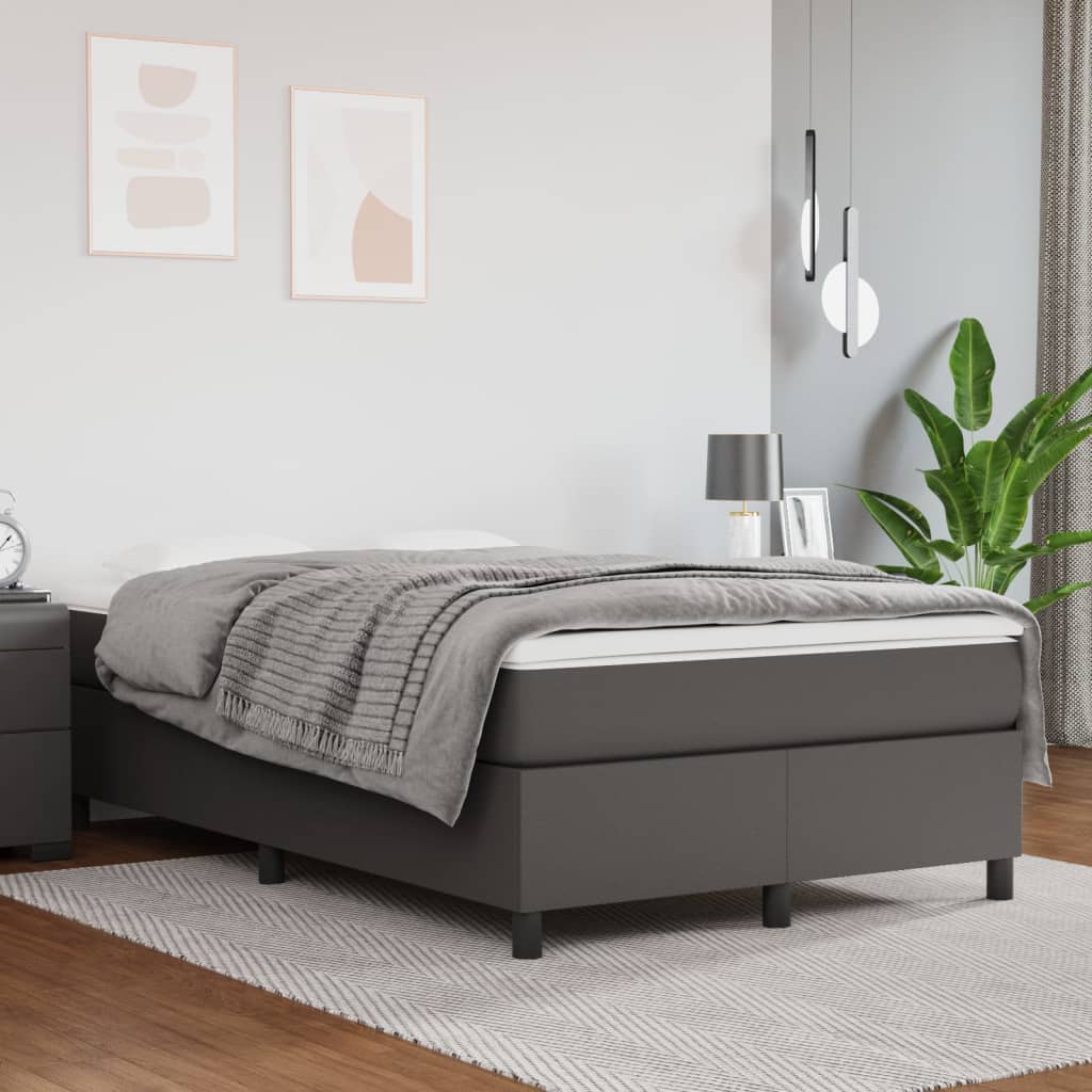 Boxspring met matras kunstleer grijs 120x200 cm is nu te koop bij PeponiXL, paradijselijk wonen!