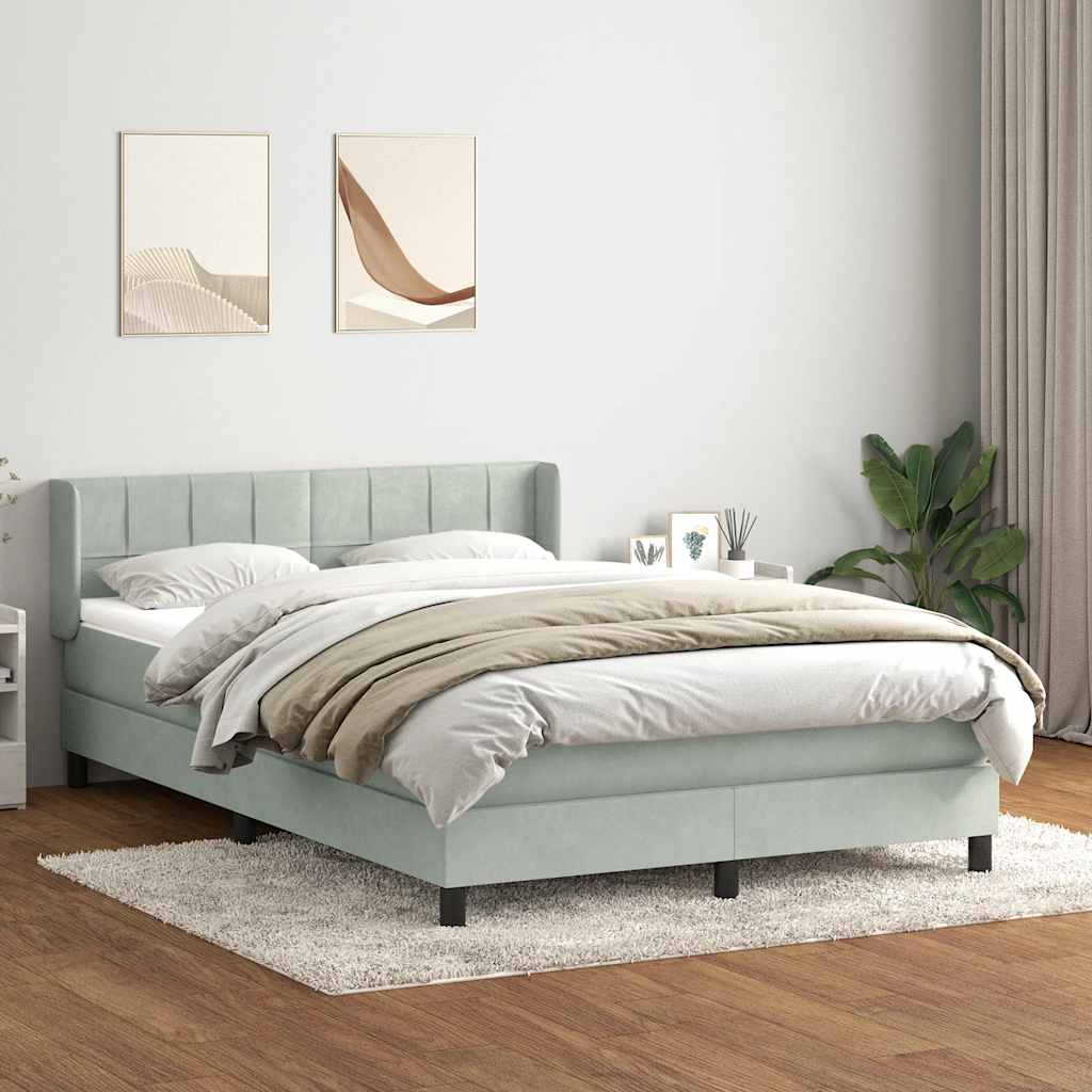 Boxspring met matras fluweel lichtgrijs 160x210 cm is nu te koop bij PeponiXL, paradijselijk wonen!