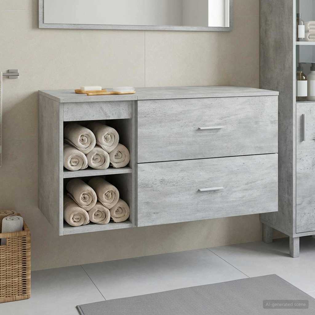 Badkamermeubelset 2 pcs Betongrijs Bewerkt hout is nu te koop bij PeponiXL, paradijselijk wonen!