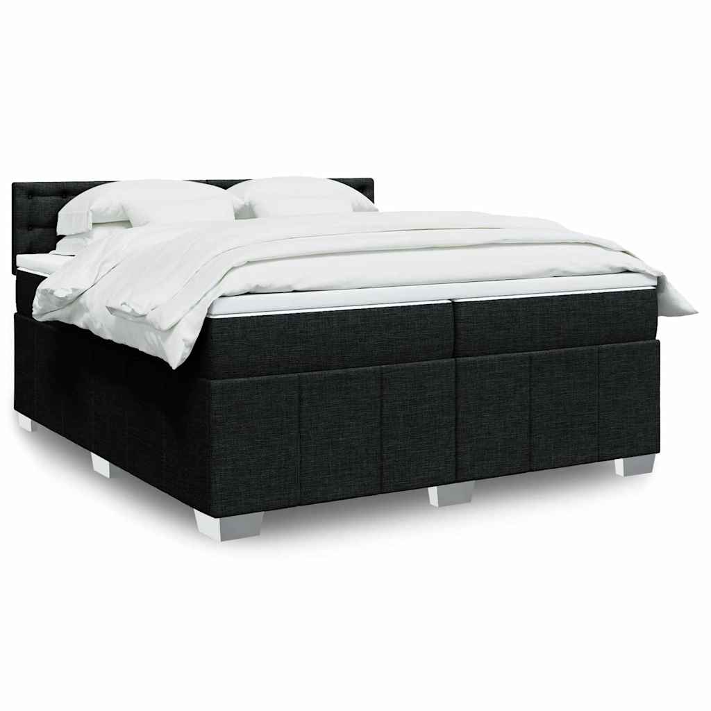 Boxspring met matras stof zwart 200x200 cm is nu te koop bij PeponiXL, paradijselijk wonen!