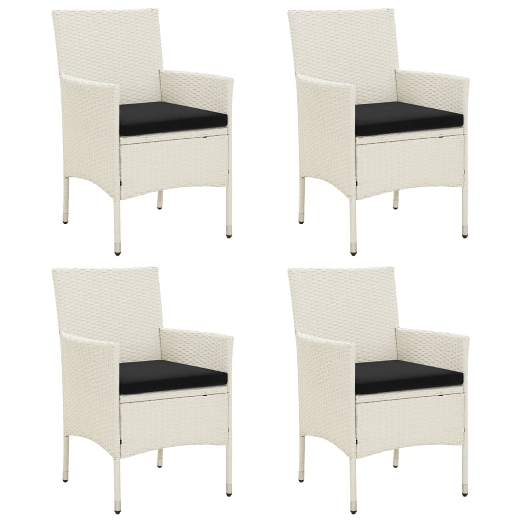 Tuinstoelen 4 st met kussens poly rattan wit is nu te koop bij PeponiXL, paradijselijk wonen!