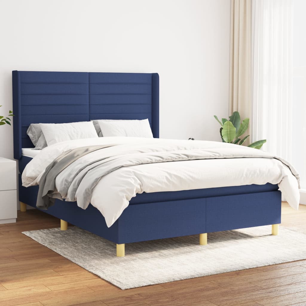 Boxspring met matras stof blauw 140x200 cm is nu te koop bij PeponiXL, paradijselijk wonen!