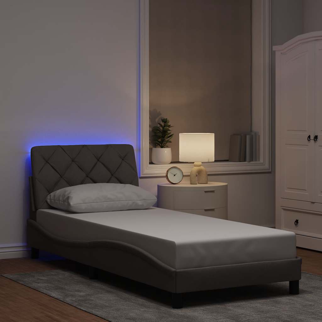 Bedframe met LED zonder matras 80x200 cm stof taupe is nu te koop bij PeponiXL, paradijselijk wonen!