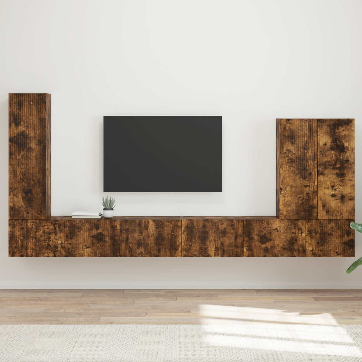 TV Wandkast Set Wandgemonteerd 6 pcs Gerookt eiken is nu te koop bij PeponiXL, paradijselijk wonen!