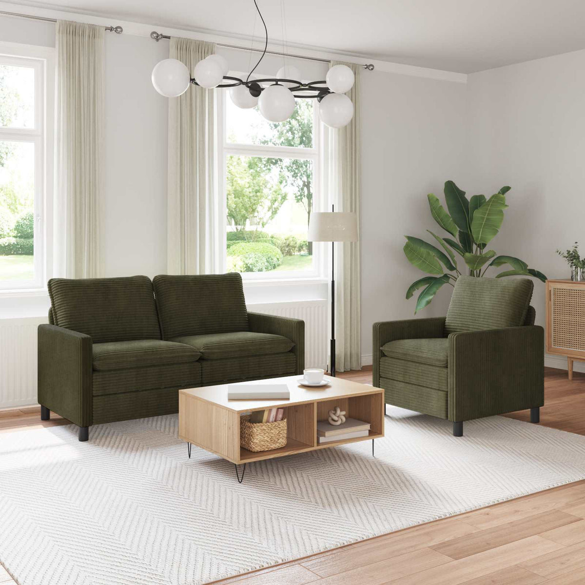 Bankstel 2 pcs Groen Polyester is nu te koop bij PeponiXL, paradijselijk wonen!