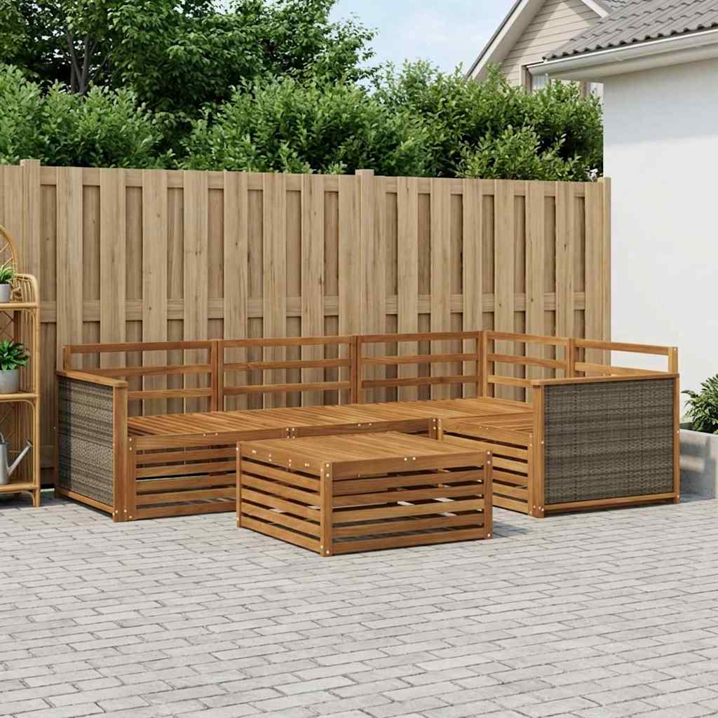 Buiten bankenset 5 pcs Naturel Massief Acaciahout is nu te koop bij PeponiXL, paradijselijk wonen!