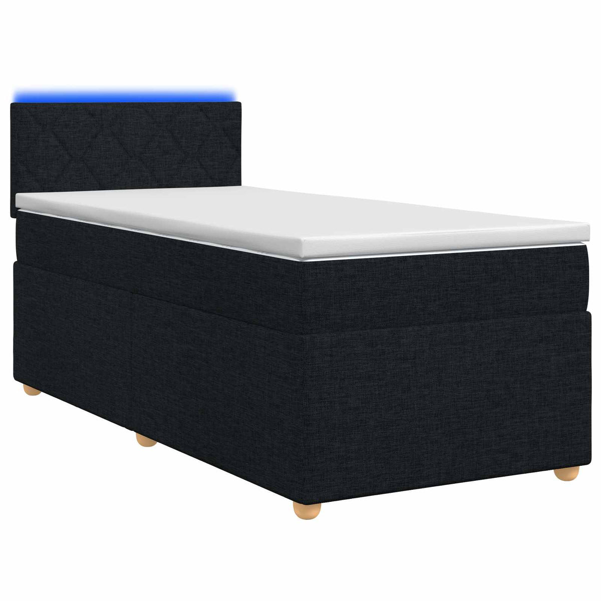Boxspringbed met matras met hoofdeinde Zwart 90 x 190 cm Stof is nu te koop bij PeponiXL, paradijselijk wonen!