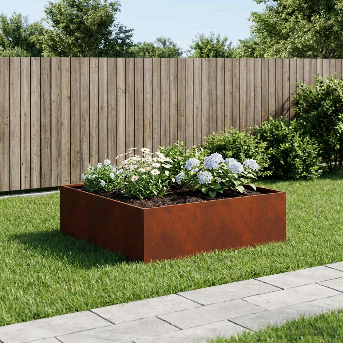 Plantenbak Roestkleurig 80 x 80 x 30 cm weervast staal is nu te koop bij PeponiXL, paradijselijk wonen!