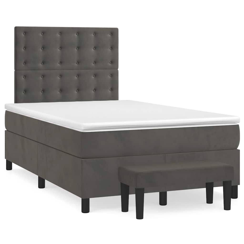 Boxspring met matras fluweel donkergrijs 120x190 cm is nu te koop bij PeponiXL, paradijselijk wonen!
