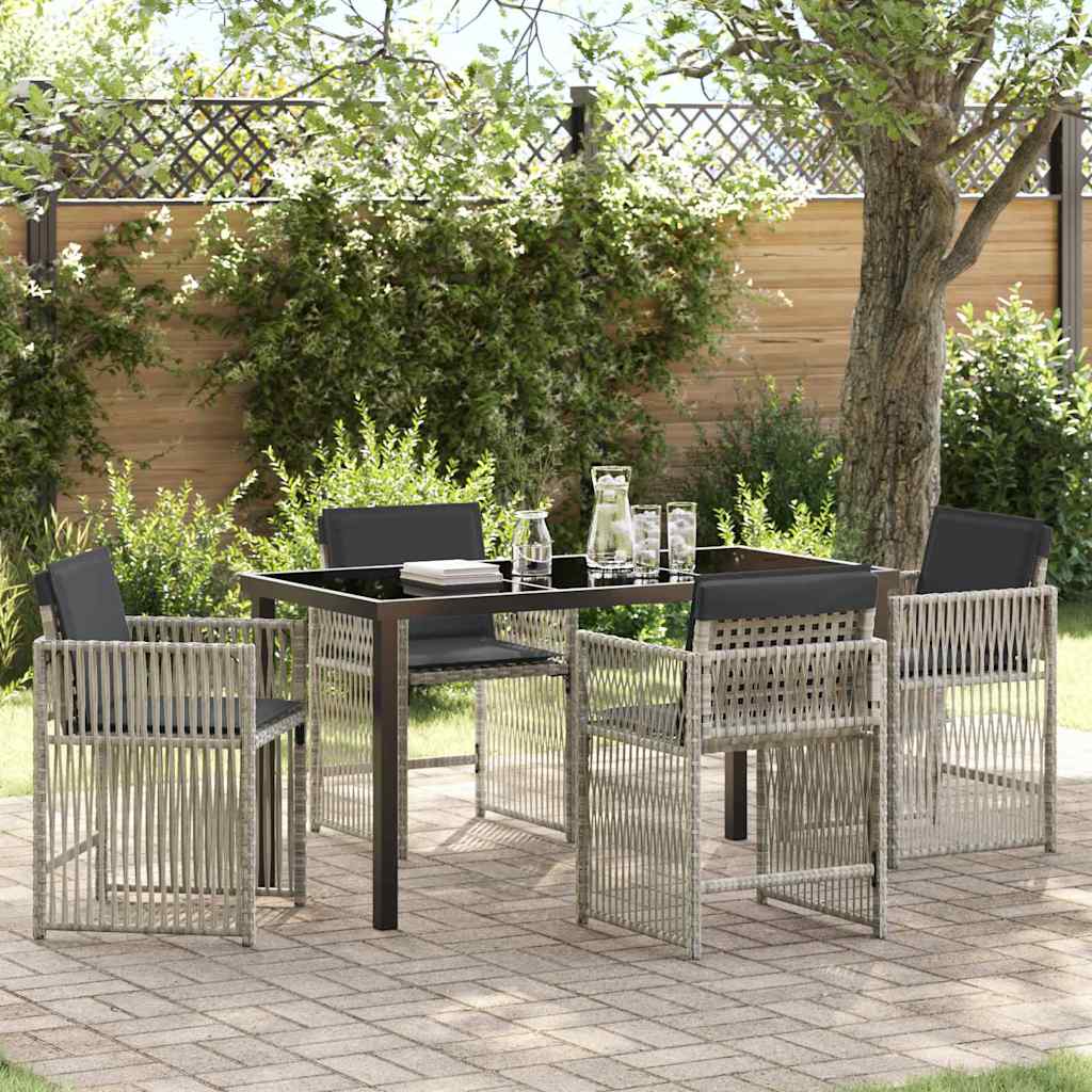 Tuin eettafelset 5 pcs Lichtgrijs Gepoedercoat staal is nu te koop bij PeponiXL, paradijselijk wonen!