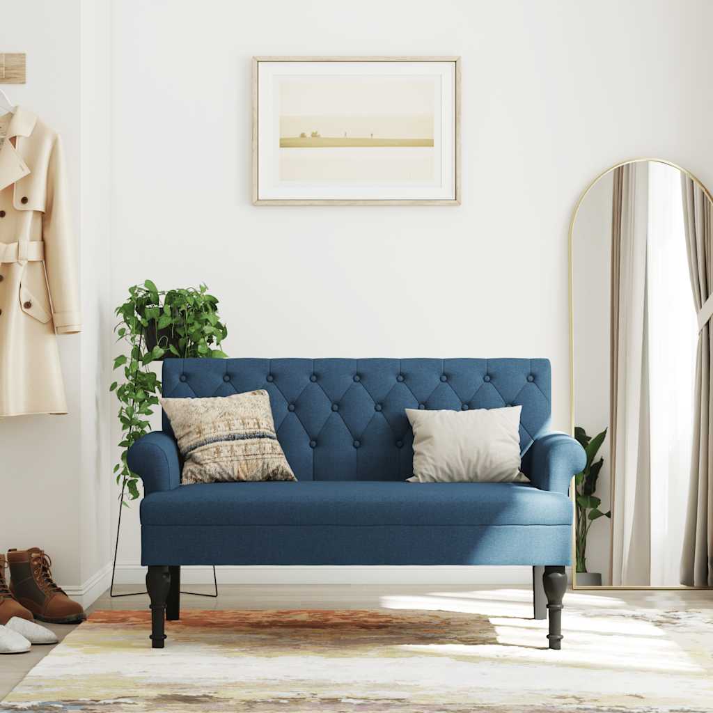 Bankje met rugleuning 120x62x75,5 cm stof blauw is nu te koop bij PeponiXL, paradijselijk wonen!