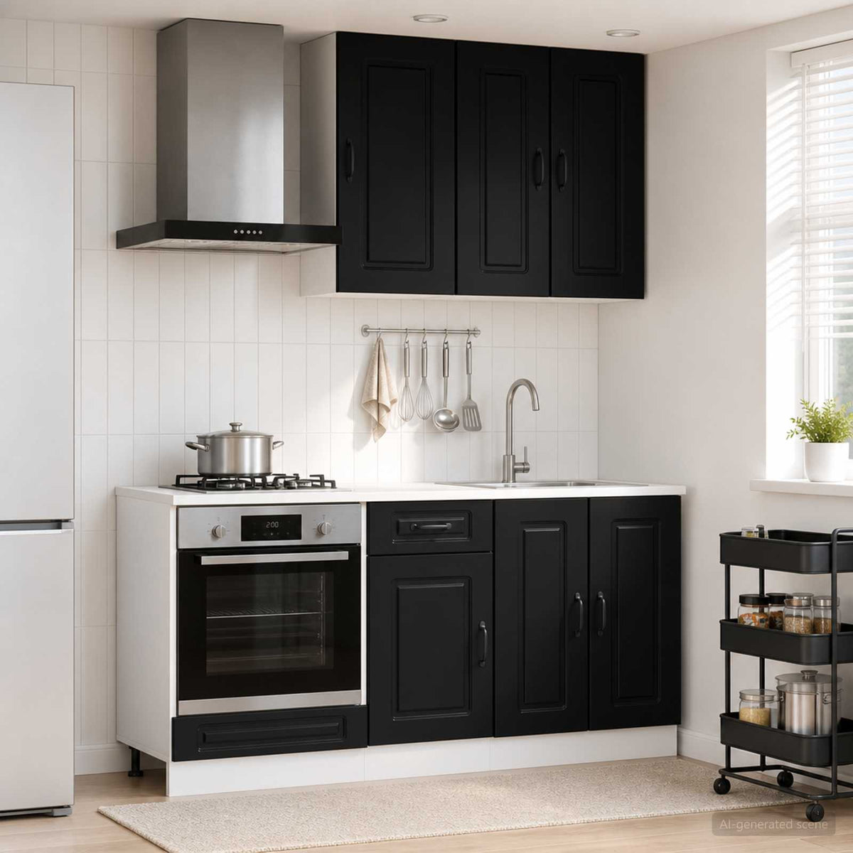 Keukenblok KALMAR 5 pcs Zwart Bewerkt hout is nu te koop bij PeponiXL, paradijselijk wonen!