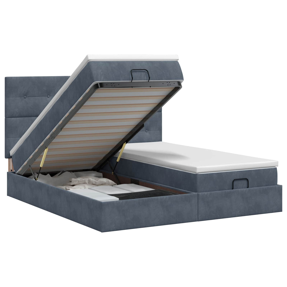 Ottoman bed met matras met hoofdeinde 2 st Donkergrijs Fluweel is nu te koop bij PeponiXL, paradijselijk wonen!