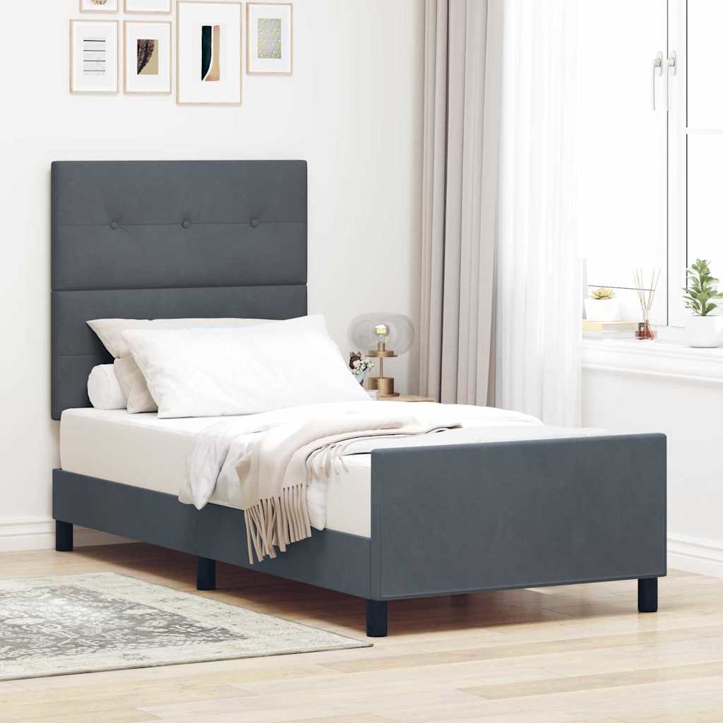 Boxspringbed met hoofdeinde Donkergrijs 80 x 200 cm Fluweel is nu te koop bij PeponiXL, paradijselijk wonen!