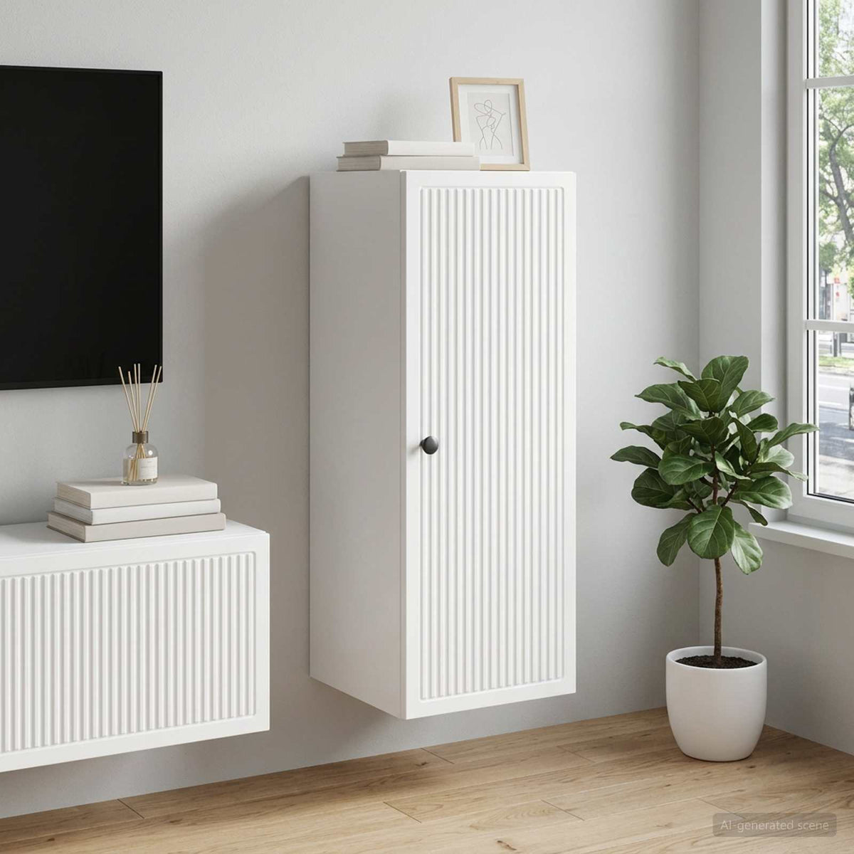Wandkast Wit 33 x 34,5 x 90 cm Bewerkt hout is nu te koop bij PeponiXL, paradijselijk wonen!