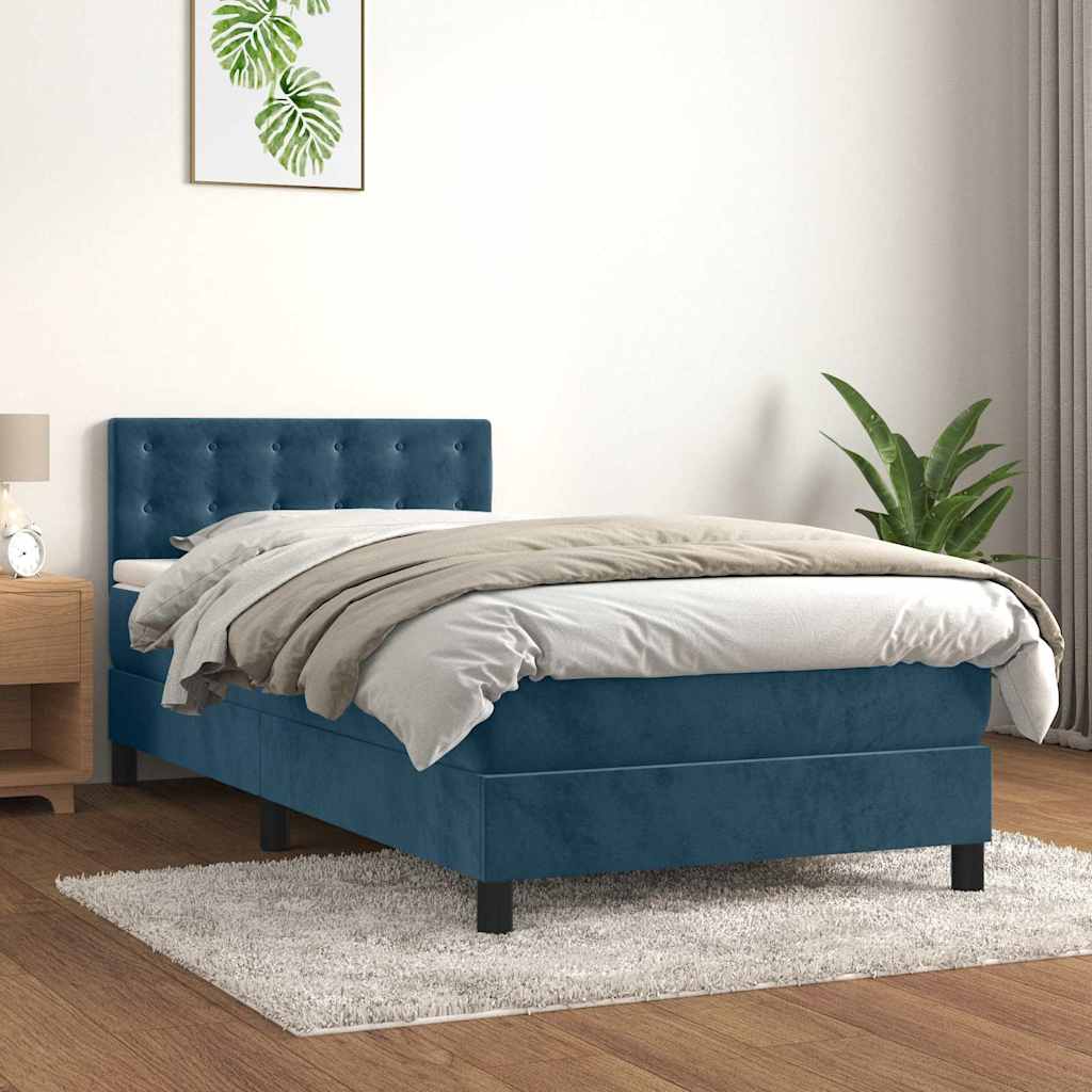 Boxspring met matras fluweel donkerblauw 80x200 cm is nu te koop bij PeponiXL, paradijselijk wonen!