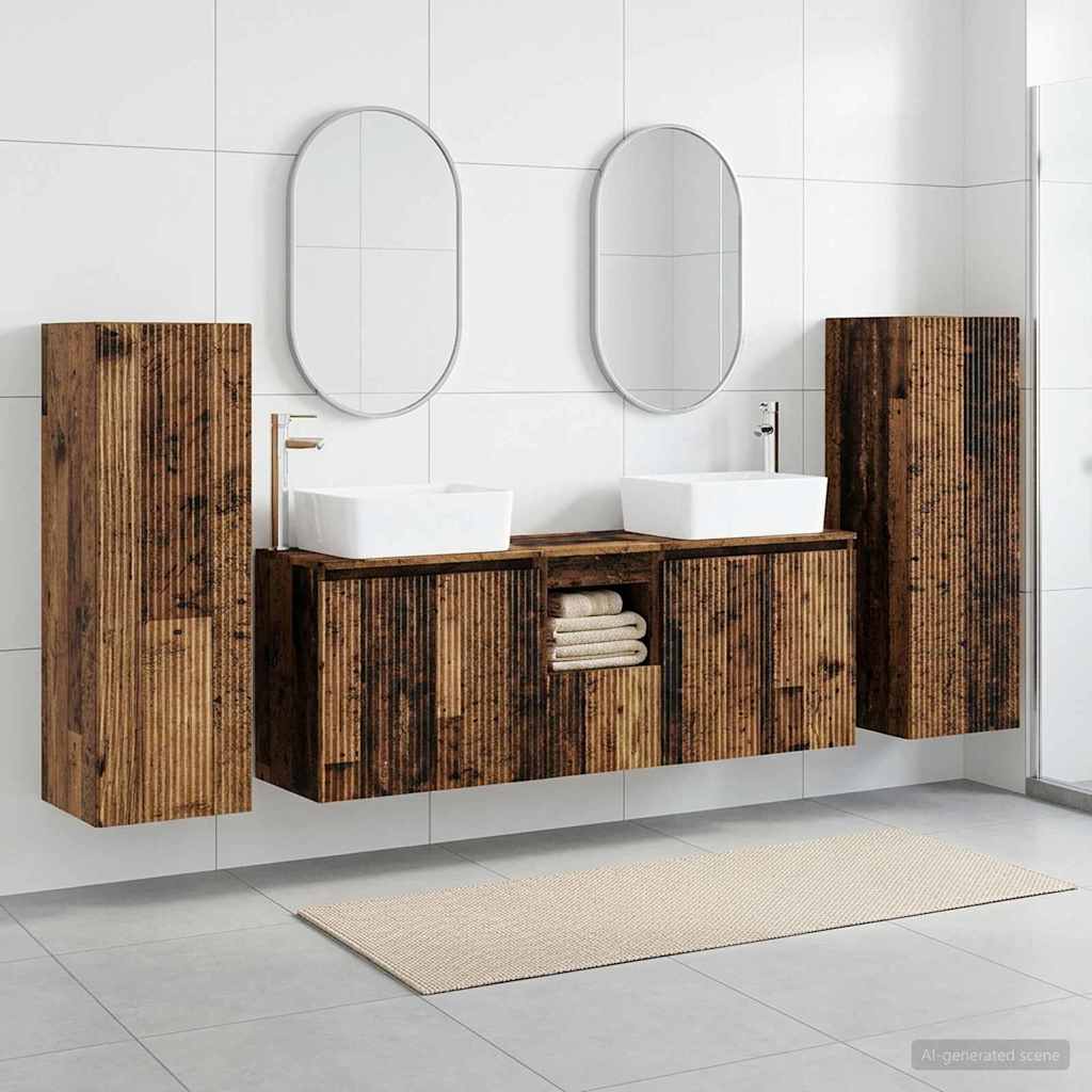 Badkamermeubelset 5 st Oud hout 33 x 34,5 x 100 cm Bewerkt hout is nu te koop bij PeponiXL, paradijselijk wonen!