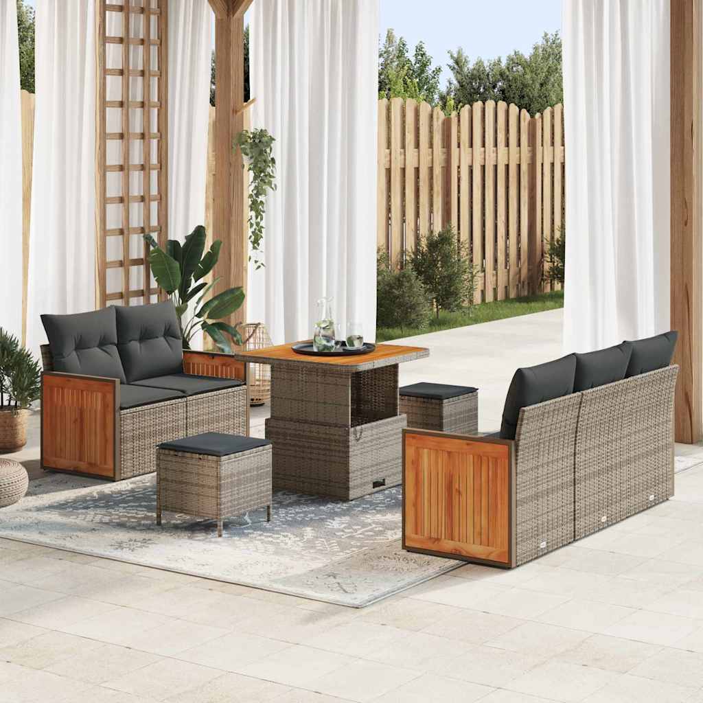 Tuinbankenset met kussen 10 pcs Grijs poly rattan is nu te koop bij PeponiXL, paradijselijk wonen!