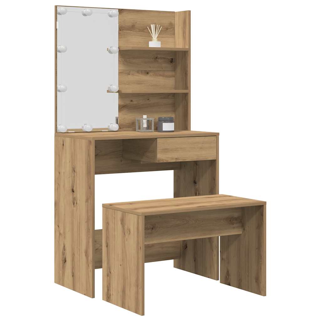 Kaptafelset met LED-verlichting bewerkt hout artisanaal eiken is nu te koop bij PeponiXL, paradijselijk wonen!