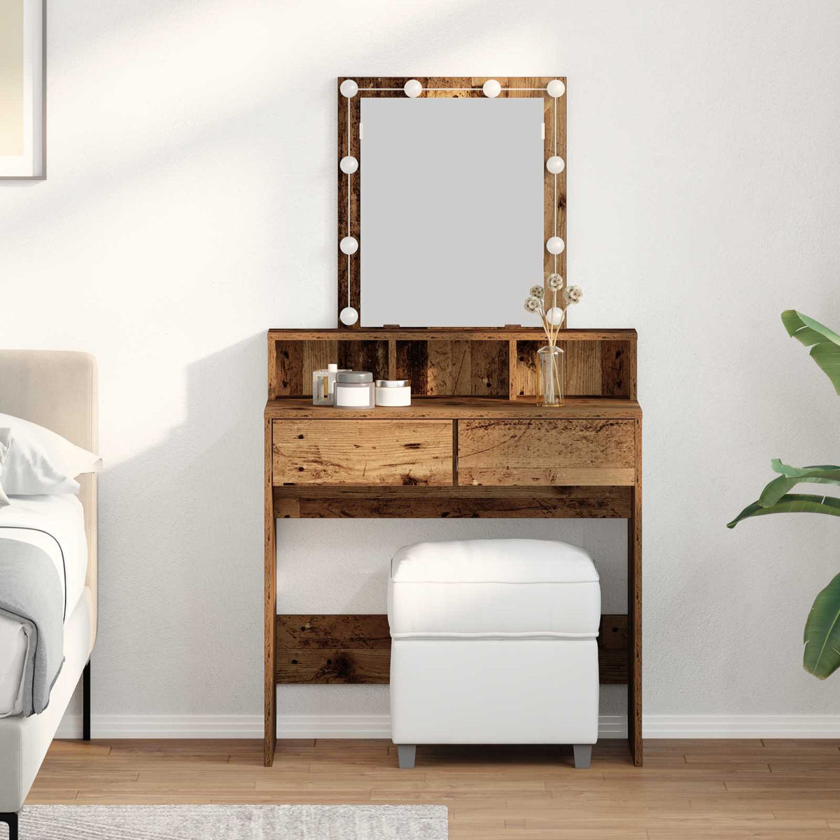 Kaptafel met lade Oud Hout 80 x 41 x 144,5 cm Bewerkt hout is nu te koop bij PeponiXL, paradijselijk wonen!