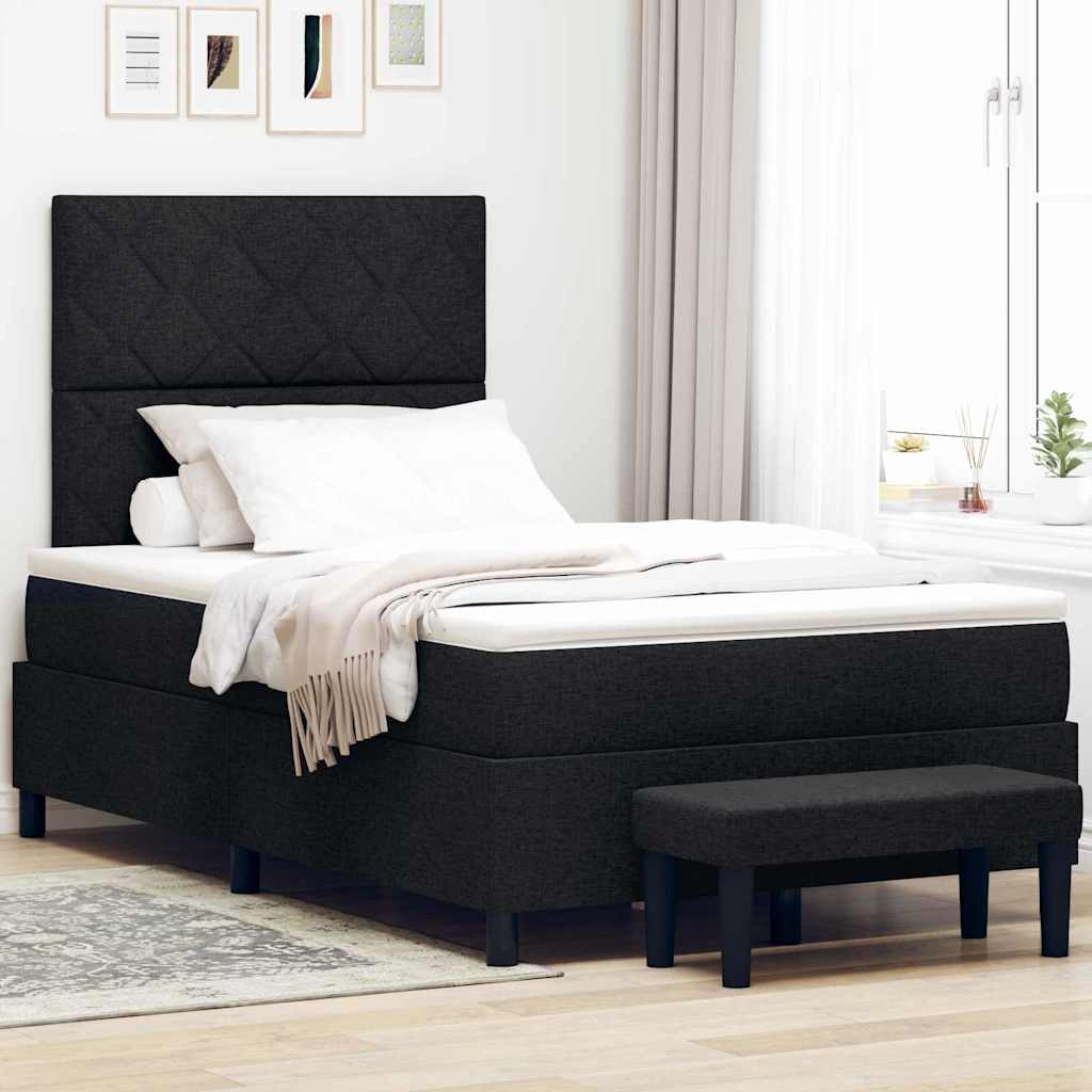 Boxspringbed met hoofdeinde Zwart 120 x 200 cm Stof is nu te koop bij PeponiXL, paradijselijk wonen!