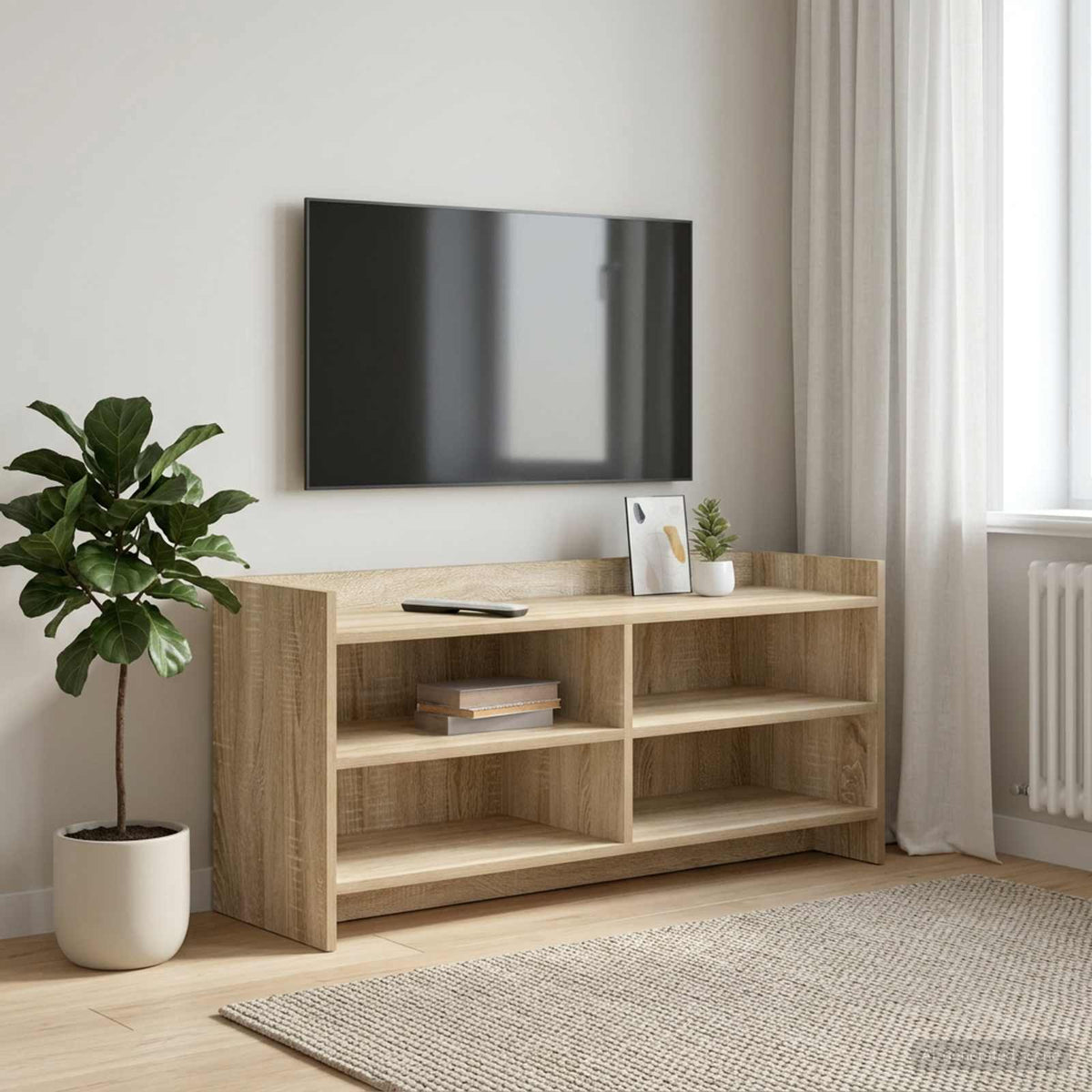 TV-kast 100 x 33 x 47 cm Sonoma Eiken Bewerkt hout is nu te koop bij PeponiXL, paradijselijk wonen!