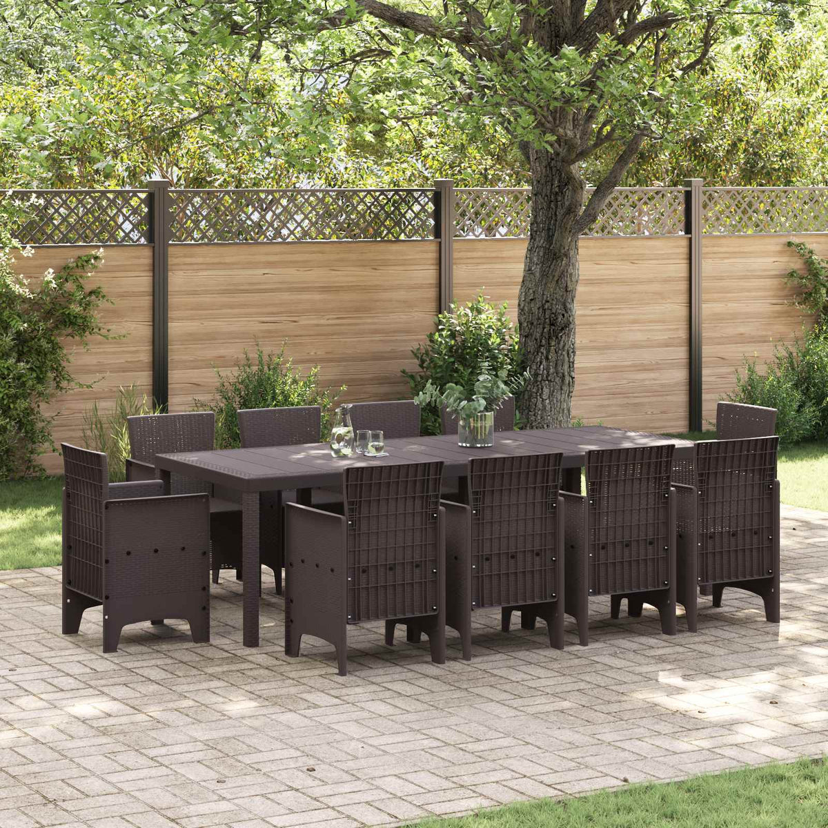 Tuin Eetset 11 pcs Bruin Polypropyleen is nu te koop bij PeponiXL, paradijselijk wonen!