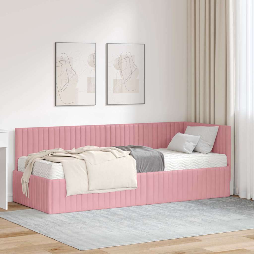 Hoekbedframe met Matras met hoofdeinde 2 pcs Grijs Fluweel is nu te koop bij PeponiXL, paradijselijk wonen!