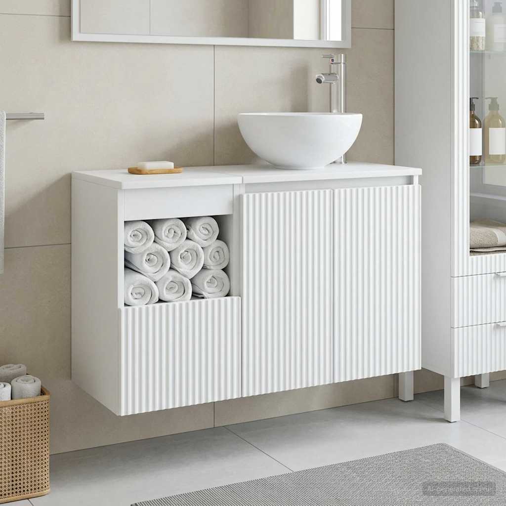 Badkamermeubelset 2 st Wit Bewerkt hout is nu te koop bij PeponiXL, paradijselijk wonen!