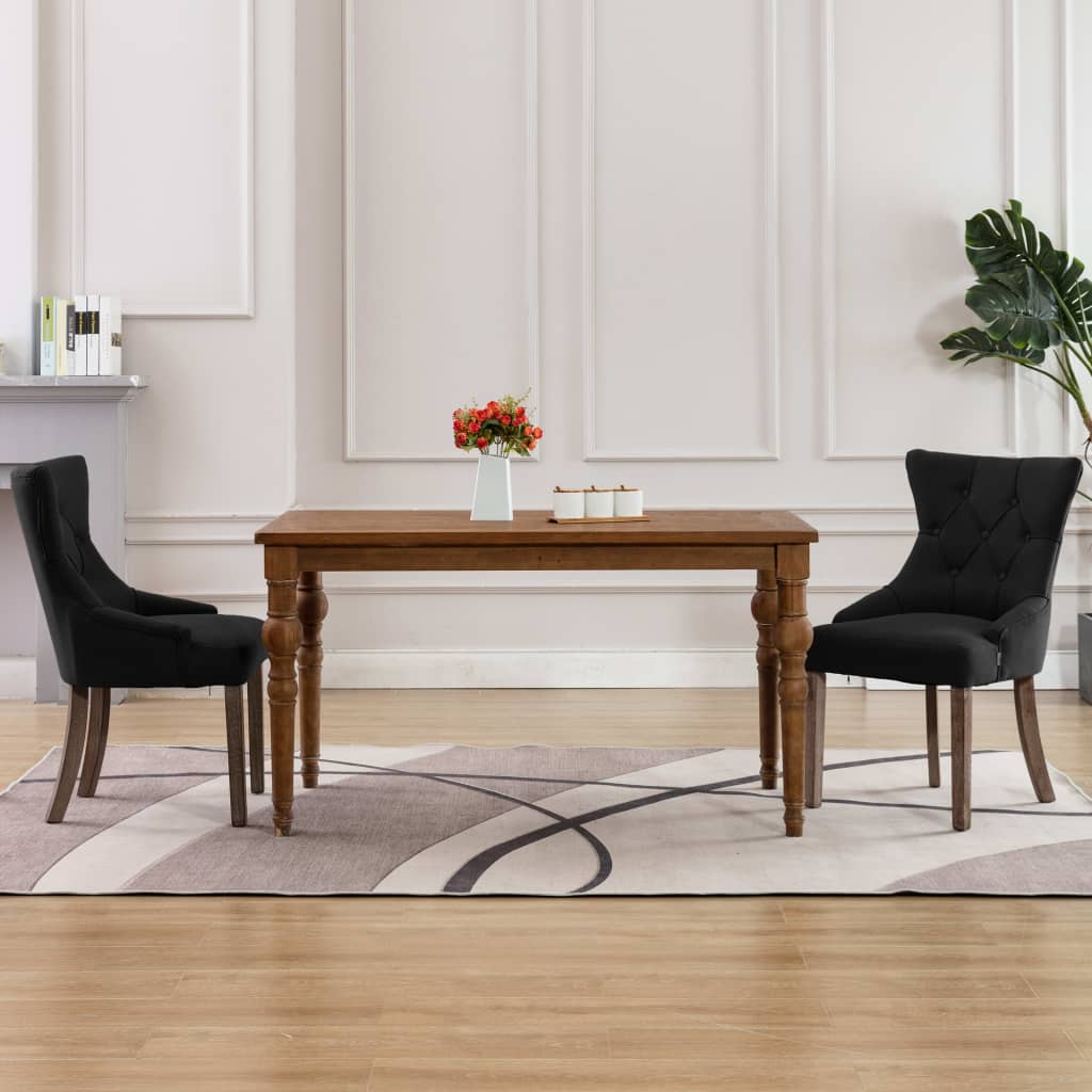 Eetkamerstoelen 2 st stof zwart is nu te koop bij PeponiXL, paradijselijk wonen!