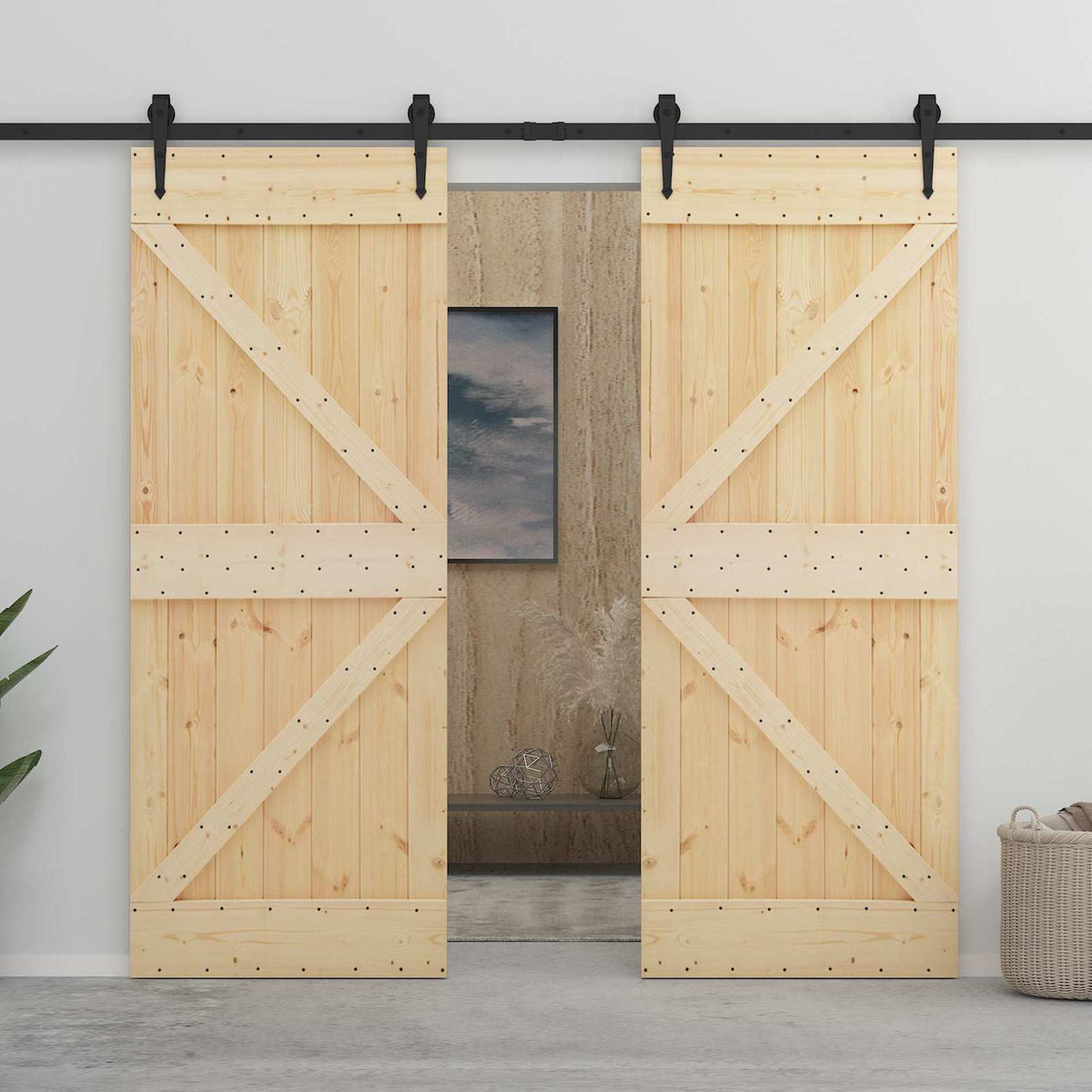 Schuifdeur 2 pcs 90 x 210 cm Massief grenenhout is nu te koop bij PeponiXL, paradijselijk wonen!