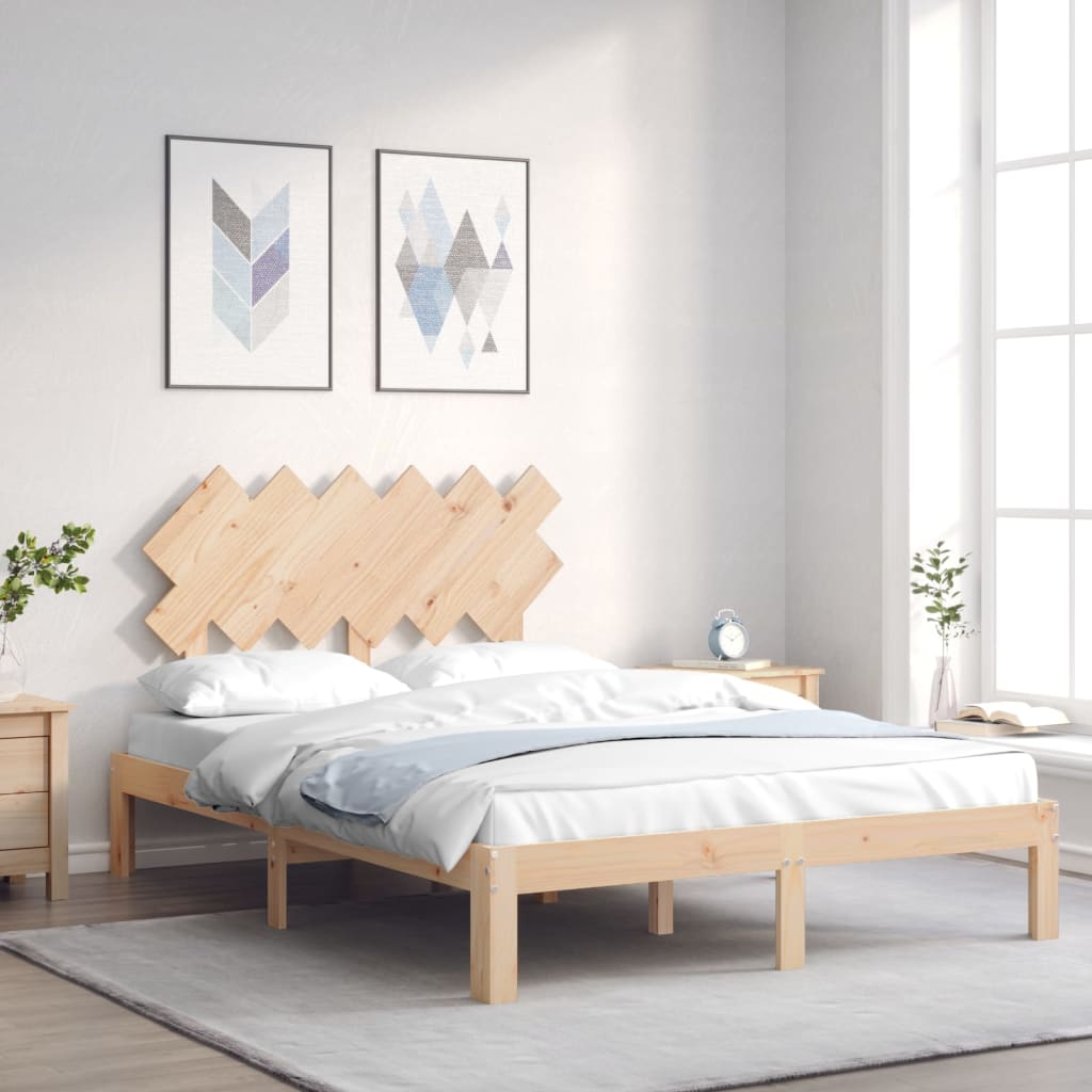 Bedframe met hoofdbord massief hout is nu te koop bij PeponiXL, paradijselijk wonen!