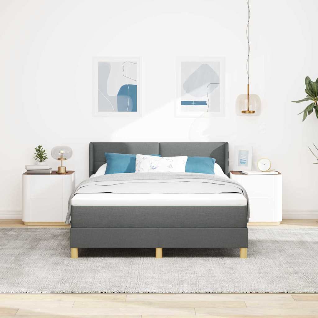 Boxspringbed met matras Donkergrijs 200 x 140 cm Stof is nu te koop bij PeponiXL, paradijselijk wonen!
