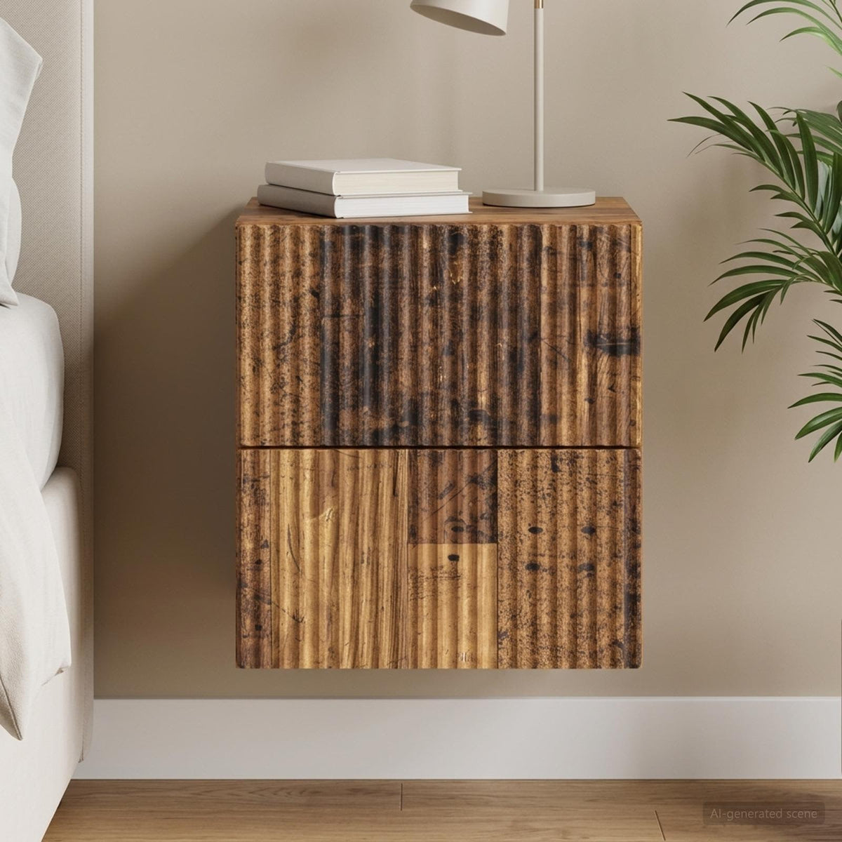 Wandbeugel Bedkast Oud hout 33 x 34,5 x 40 cm Bewerkt hout is nu te koop bij PeponiXL, paradijselijk wonen!