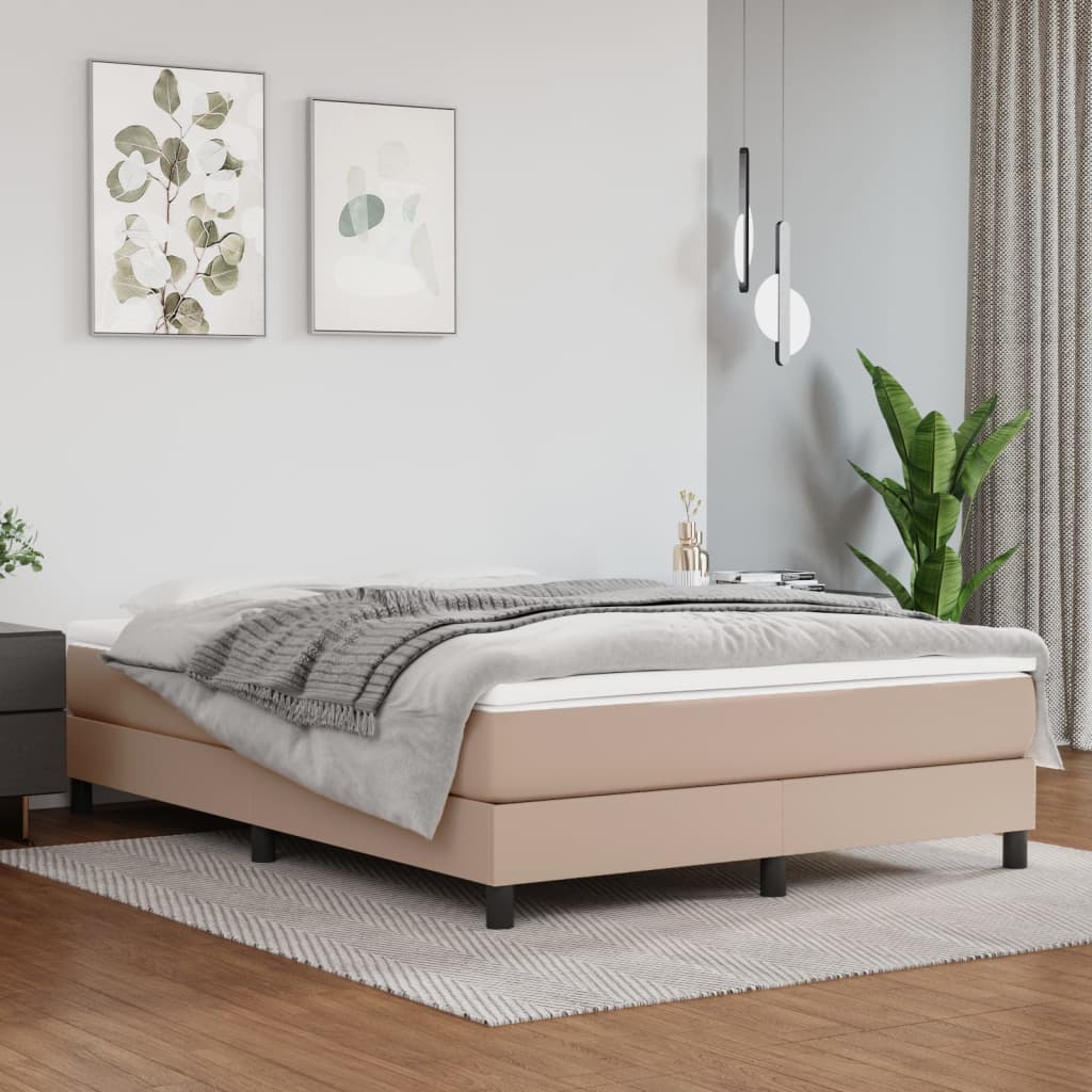 Pocketveringmatras medium 140x190x20 cm kunstleer cappuccinokleurig is nu te koop bij PeponiXL, paradijselijk wonen!