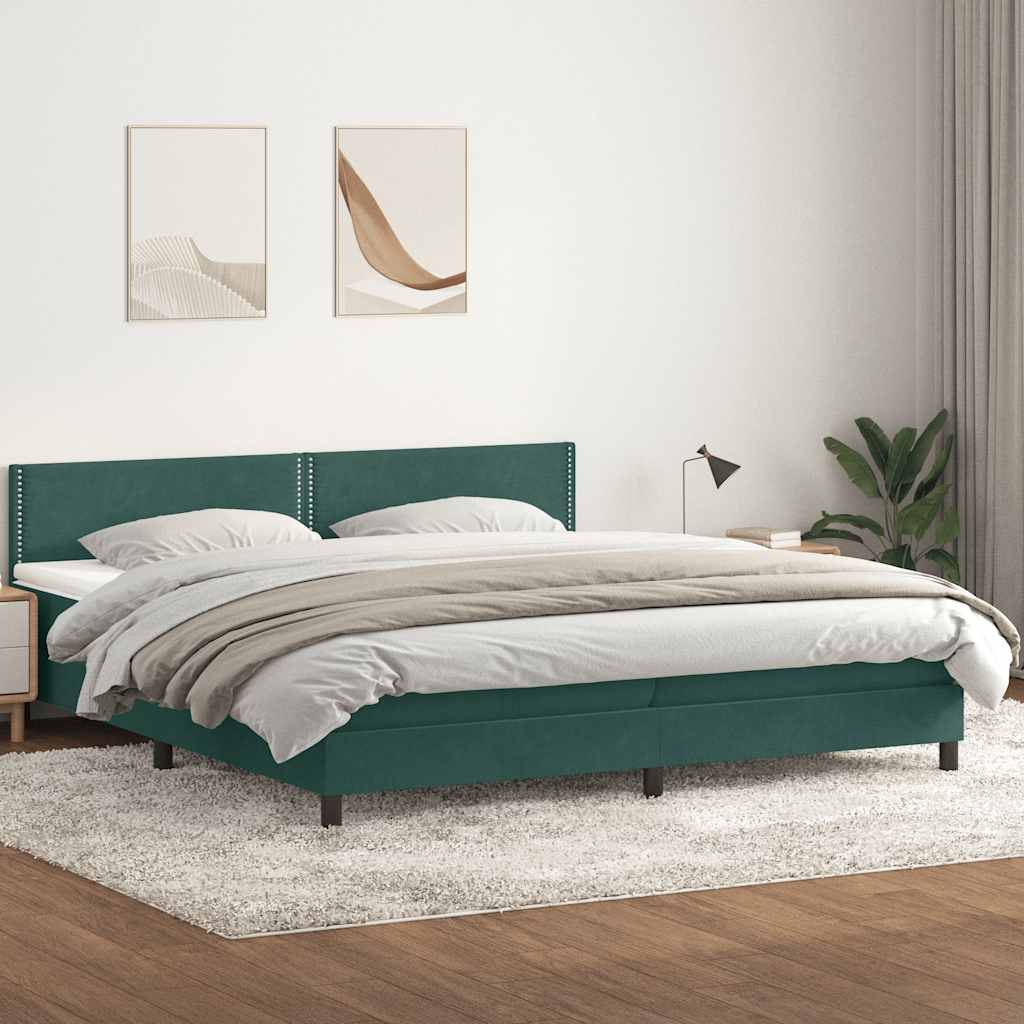 Boxspring met matras fluweel donkergroen 180x220 cm is nu te koop bij PeponiXL, paradijselijk wonen!