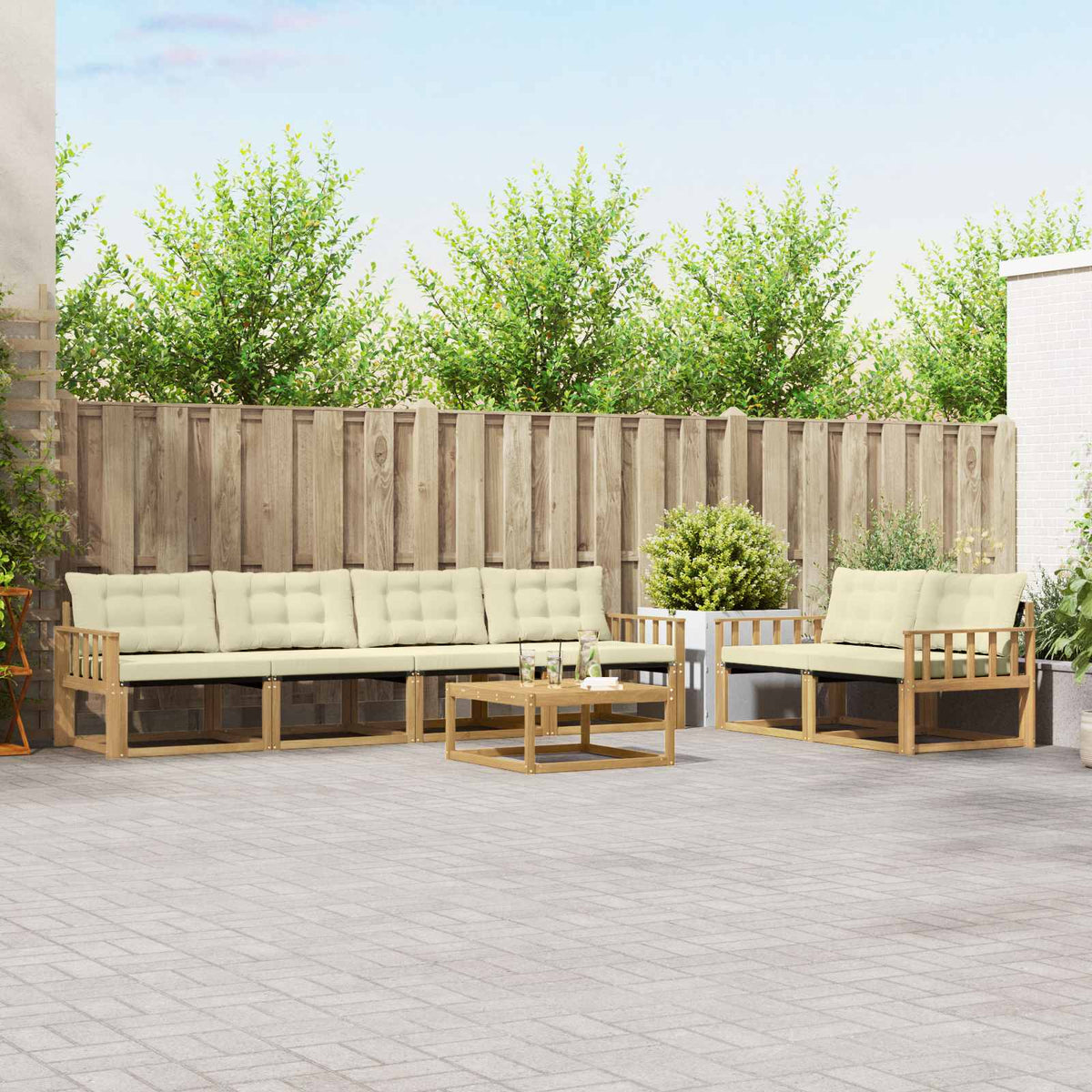 Buiten bankenset 7 pcs Wit en crèmekleurig 79 x 79 x 37 cm is nu te koop bij PeponiXL, paradijselijk wonen!