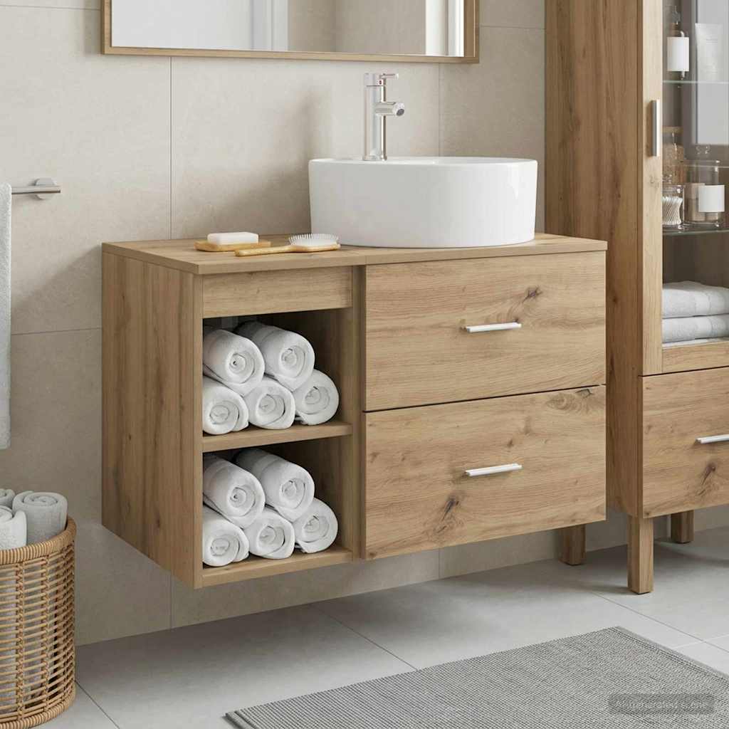Badkamermeubelset 2 st Artisanaal eiken Bewerkt hout is nu te koop bij PeponiXL, paradijselijk wonen!