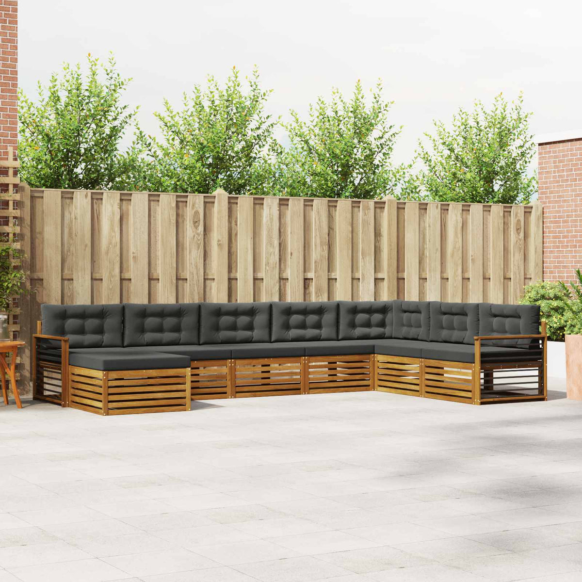 Buiten bankenset met kussen 8 pcs Natuurlijk en Antraciet is nu te koop bij PeponiXL, paradijselijk wonen!