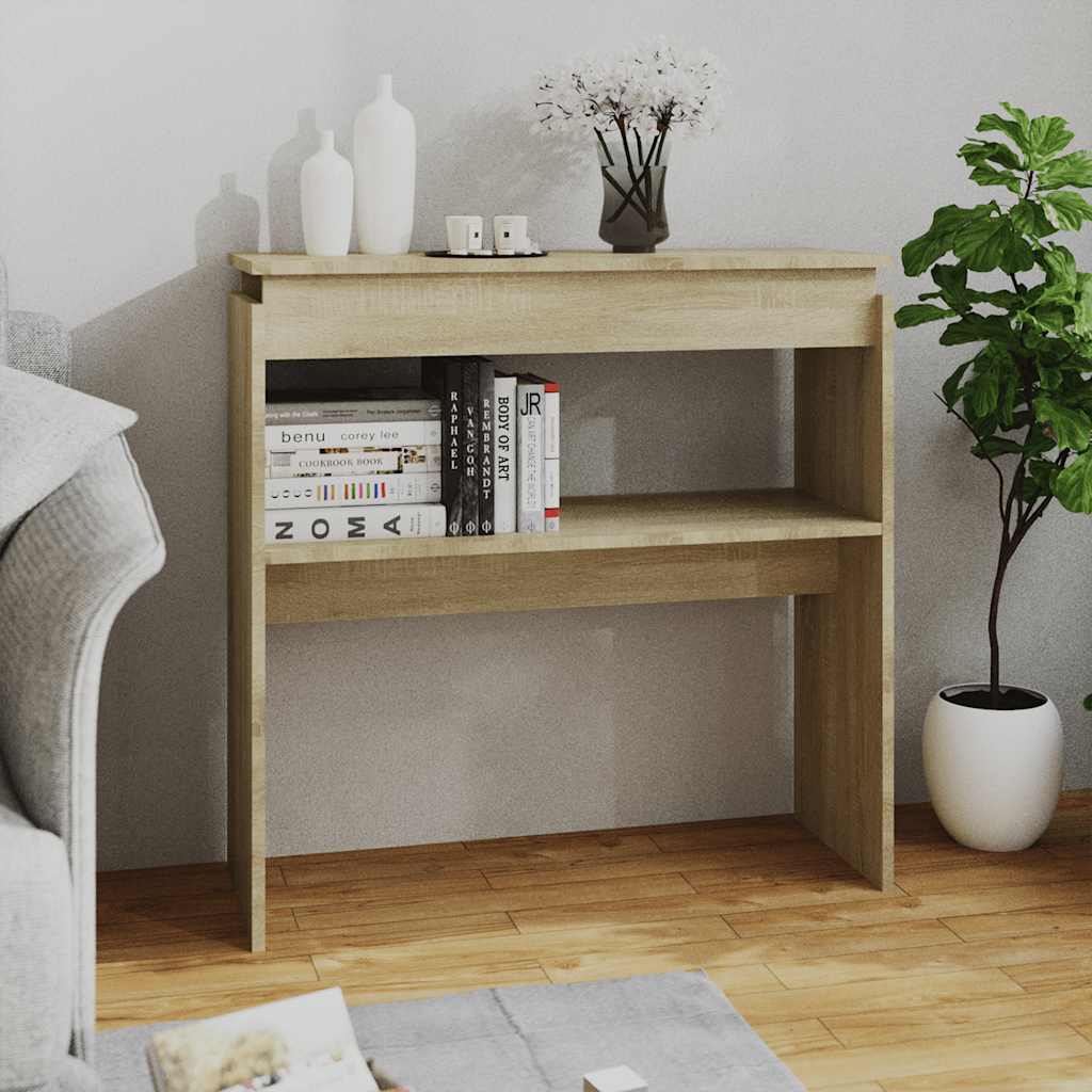 Wandtafel 80x30x80 cm bewerkt hout sonoma eikenkleurig is nu te koop bij PeponiXL, paradijselijk wonen!