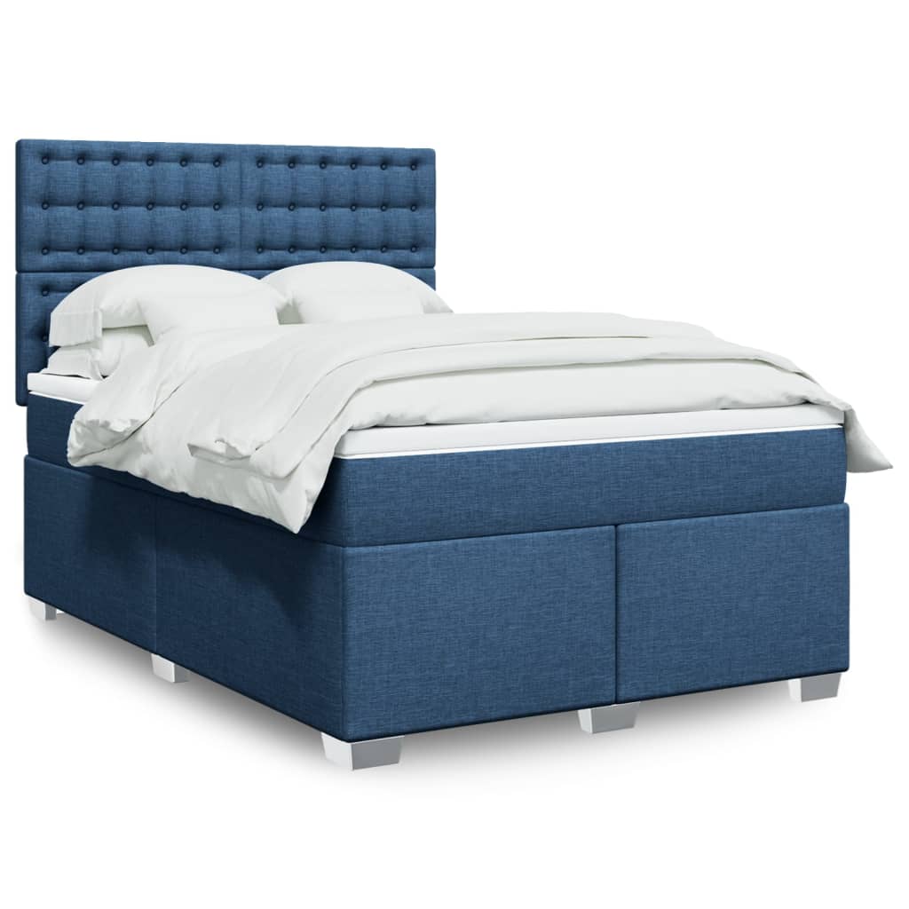 Boxspring met matras stof blauw 140x200 cm is nu te koop bij PeponiXL, paradijselijk wonen!