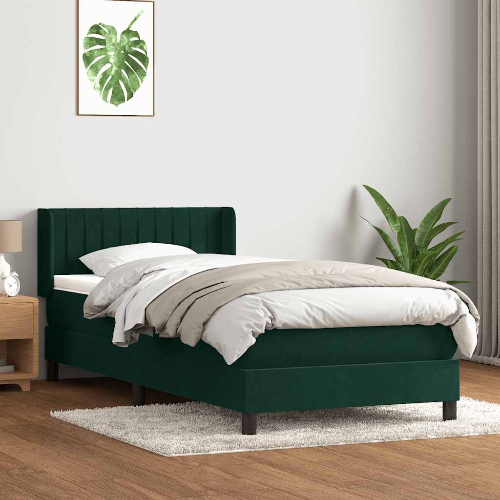 Boxspring met matras fluweel donkergroen 80x220 cm is nu te koop bij PeponiXL, paradijselijk wonen!