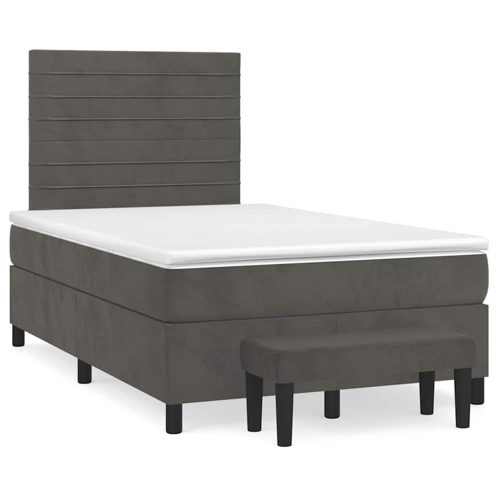 Boxspring met matras fluweel donkergrijs 120x190 cm is nu te koop bij PeponiXL, paradijselijk wonen!