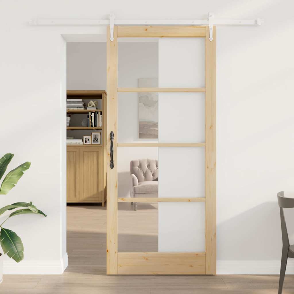 Schuifdeur Naturel 93 x 211 cm Massief grenenhout en glas is nu te koop bij PeponiXL, paradijselijk wonen!