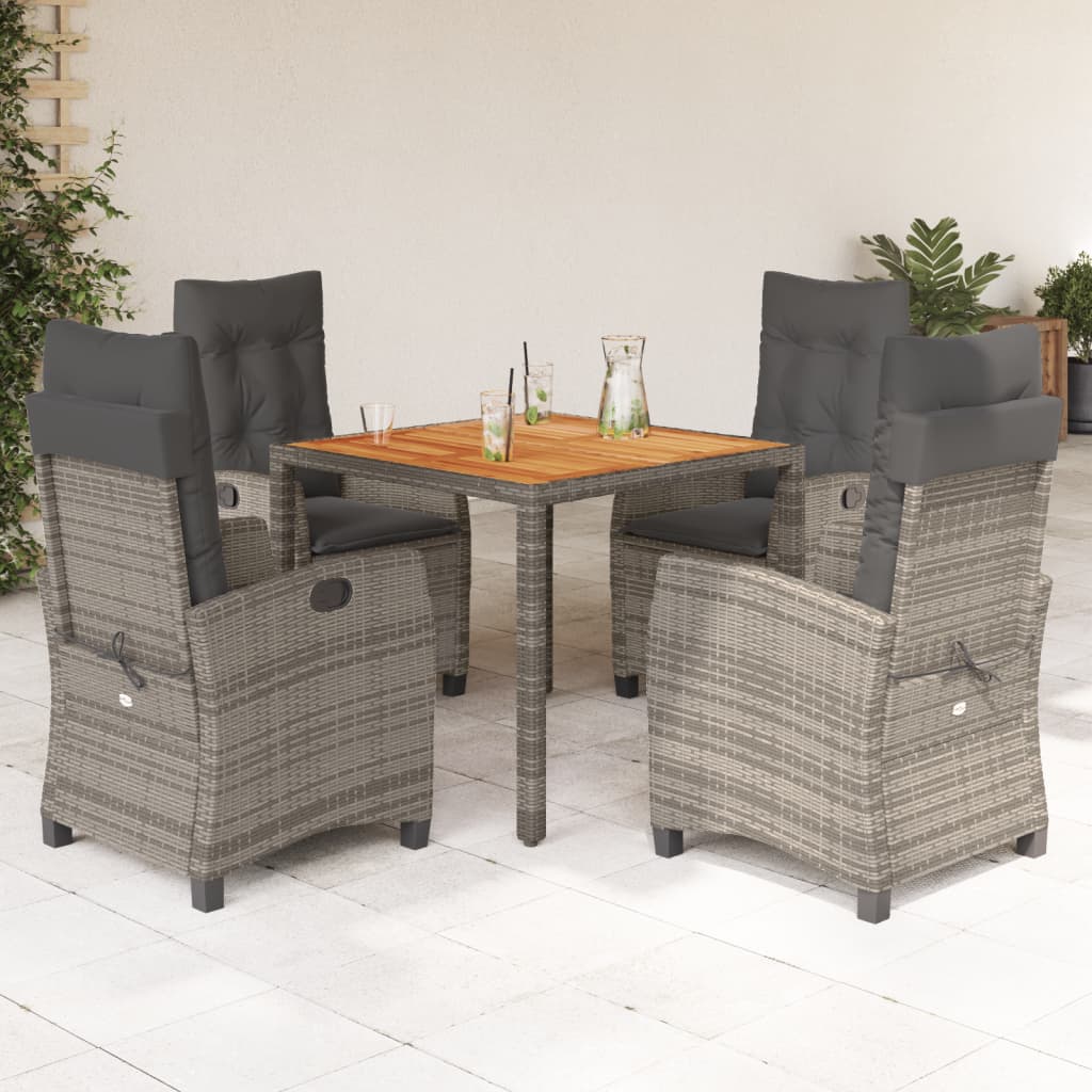 5-delige Tuinset met kussens poly rattan grijs is nu te koop bij PeponiXL, paradijselijk wonen!