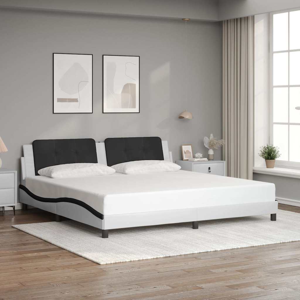 Bedframe zonder matras "Zadar" kunstleer wit en zwart 200x200 cm is nu te koop bij PeponiXL, paradijselijk wonen!