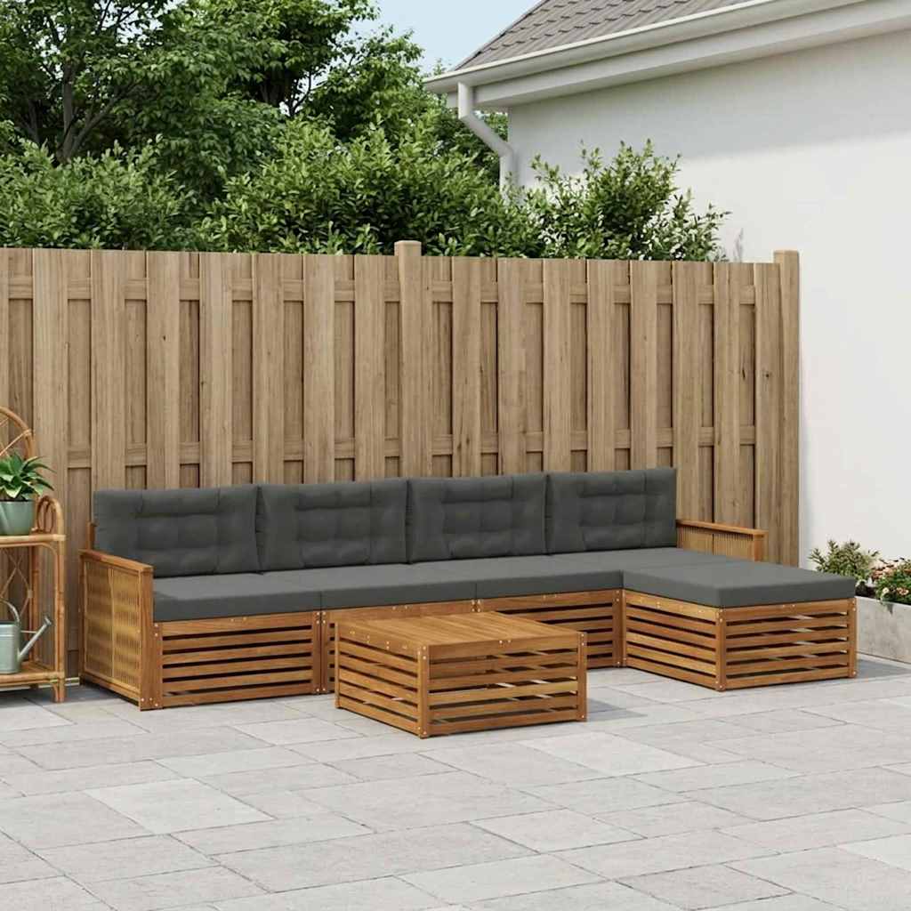 Buiten bankenset met kussen 6 pcs Natuurlijk en Antraciet is nu te koop bij PeponiXL, paradijselijk wonen!
